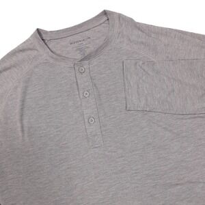 MIZZEN+MAIN Men's Size XL Grey Modal Polyester Blend Long Sleeve Henley Shirt